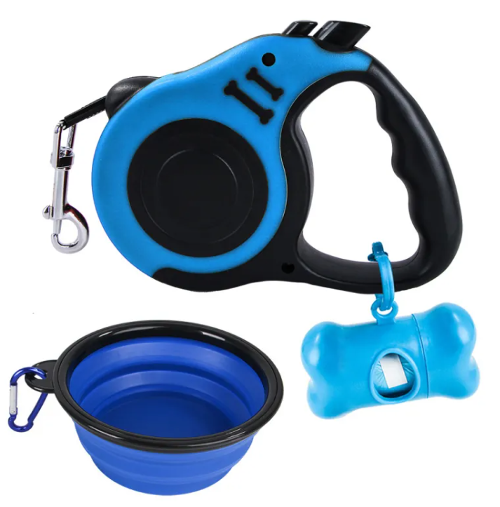 Dog Travel Kit – Leash, Foldable Bowl & Waste Bag Dispenser