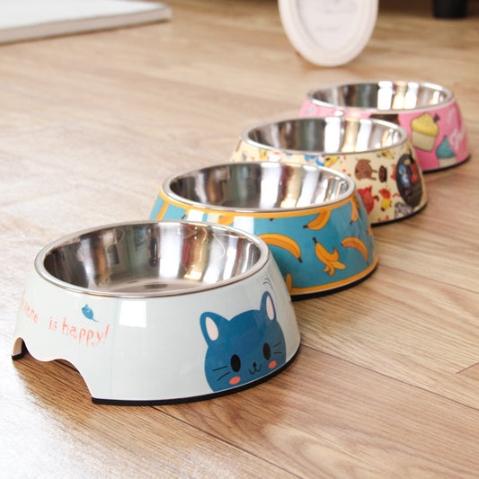 Cute Cartoon Cat & Dog Food Bowl – Fun Pet Bowl in S, M, L