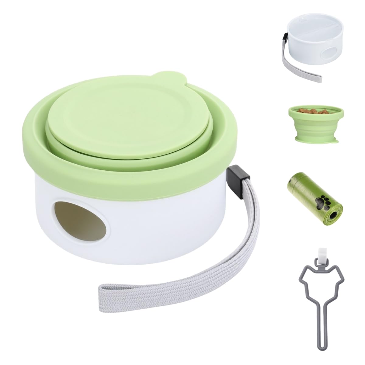 3-in-1 Dog Travel Kit – Collapsible Bowl, Poop Bag Dispenser & Water Container