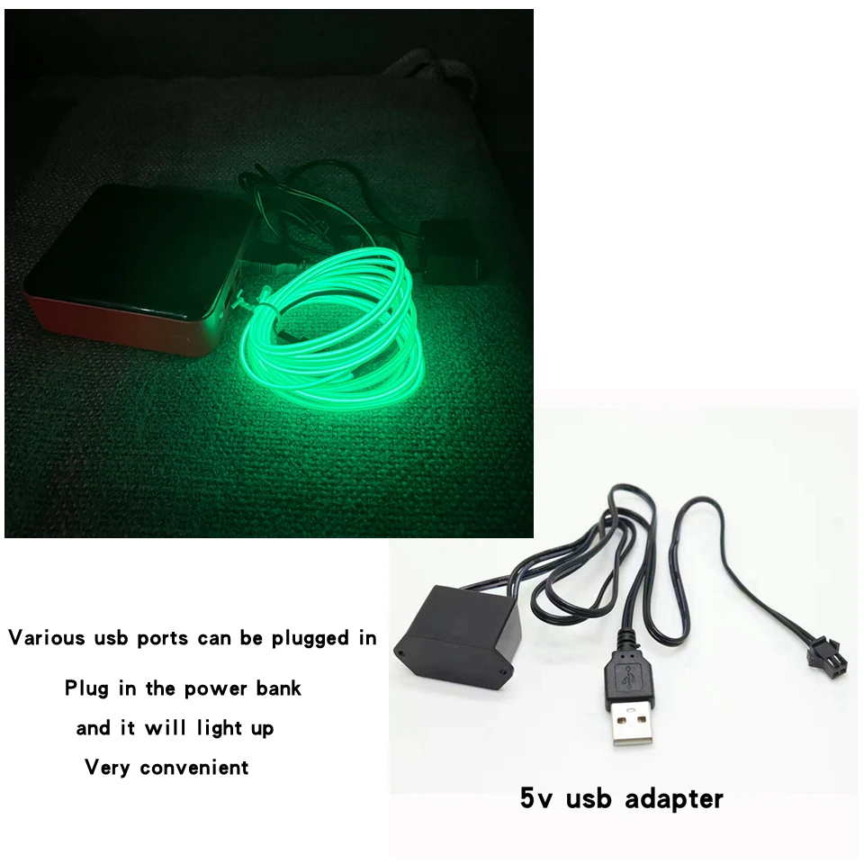 EL Wire Neon Glow Light – Flexible LED String Rope for Car, Party & DIY Decor