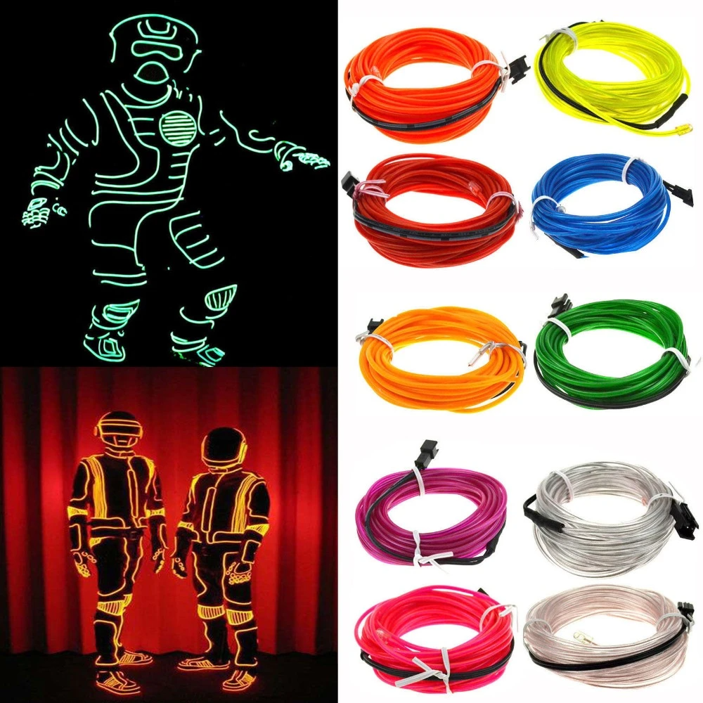 EL Wire Neon Glow Light – Flexible LED String Rope for Car, Party & DIY Decor
