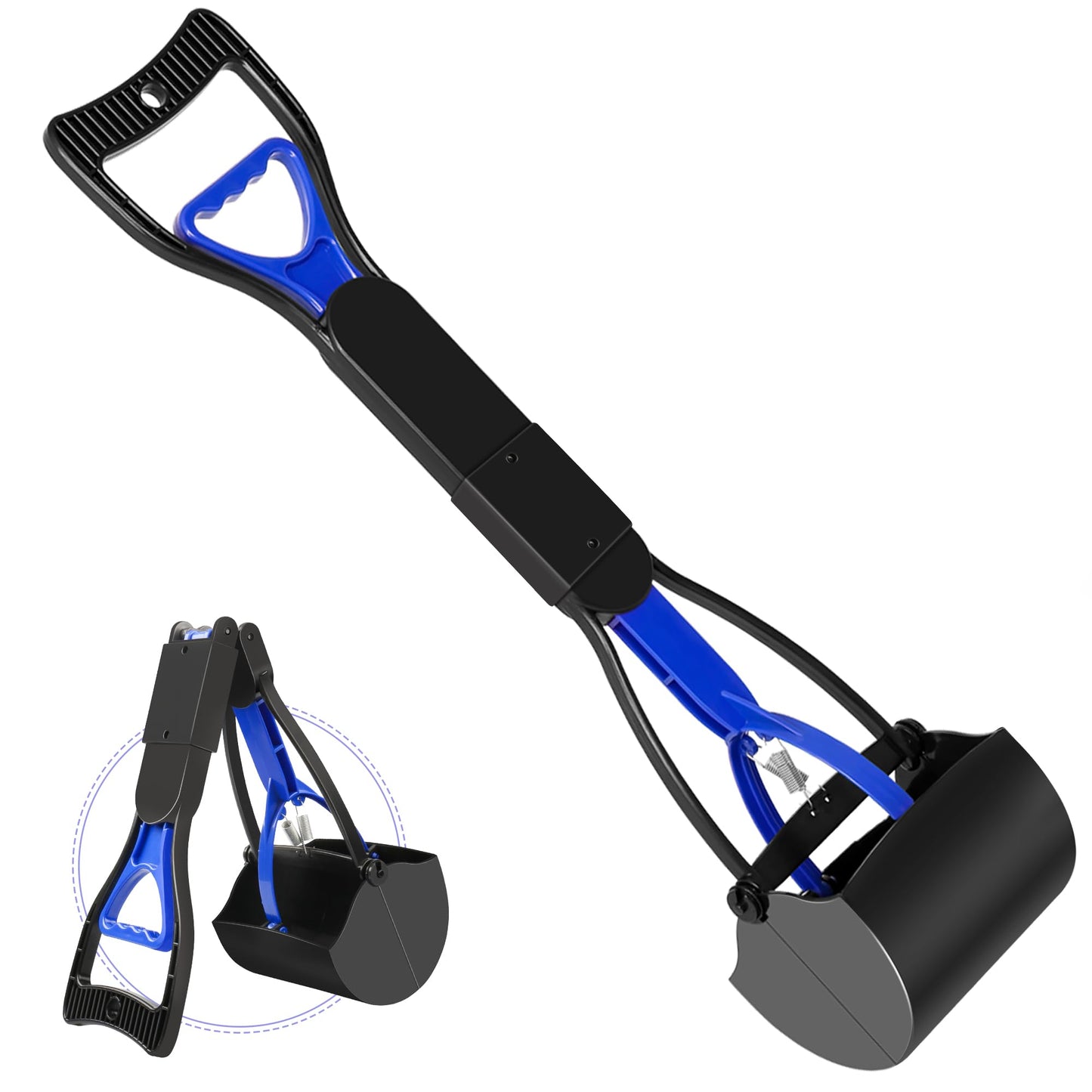 Folding Dog Poop Scooper – Non-Stick Long Handle Pooper Scooper for Grass & Gravel