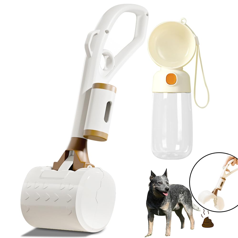 Portable Dog Poop Scooper with Water Bottle & Waste Bags