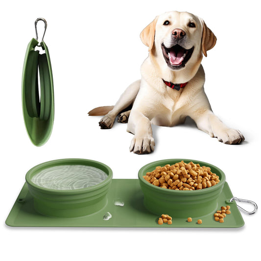 Collapsible 2-in-1 Dog Bowl – Portable Silicone Travel Food & Water Bowl