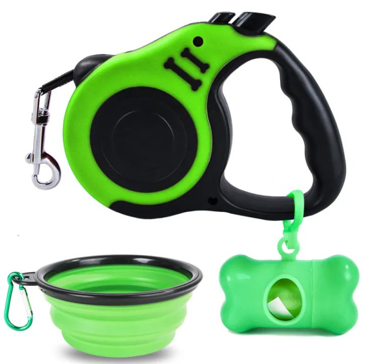 Dog Travel Kit – Leash, Foldable Bowl & Waste Bag Dispenser
