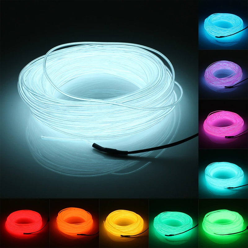 EL Wire Neon Glow Light – Flexible LED String Rope for Car, Party & DIY Decor