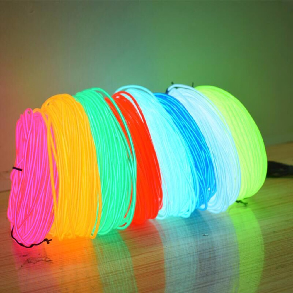 EL Wire Neon Glow Light – Flexible LED String Rope for Car, Party & DIY Decor