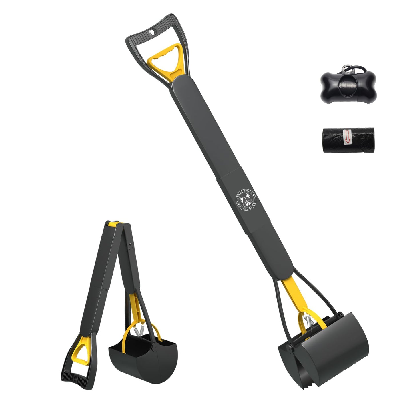 32" Foldable Dog Poop Scooper with Long Handle – Works on Grass, Dirt & Gravel